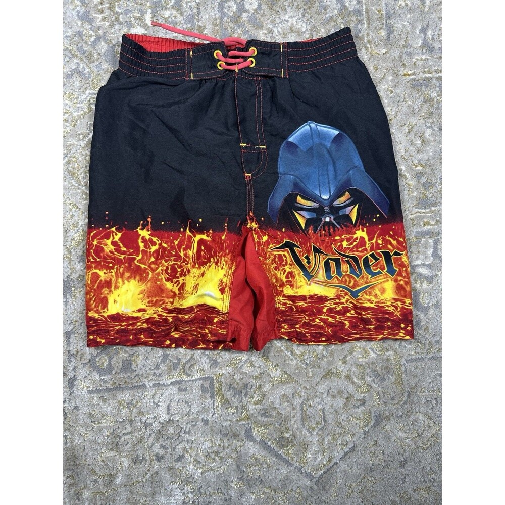 Vtg Star Wars Darth Vader Swim Trunks Boys Size L Lava Mustafar Fire Y2K